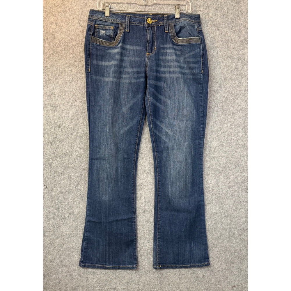 Baby Phat Y2K Vintage Silver Label Womens Bootcut Jeans Gold Stitch Logo Size 11